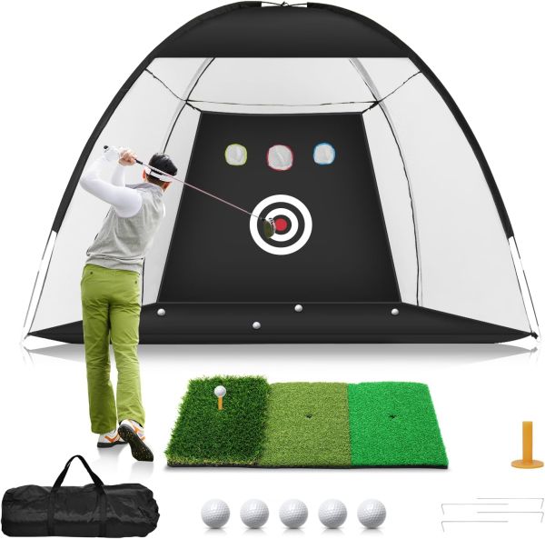 Ultimate Golf Practice Package - 10x7ft Net, Tri-Turf Mat, Targets, and More!