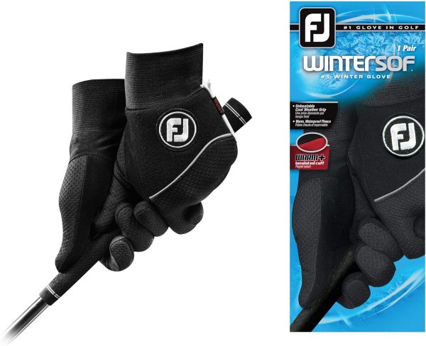 FootJoy Men's WinterSof Golf Gloves, Pair (Black)